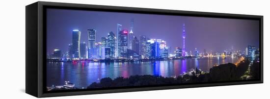 Pudong Skyline across the Huangpu River, the Bund, Shanghai, China-Jon Arnold-Framed Stretched Canvas