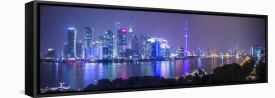 Pudong Skyline across the Huangpu River, the Bund, Shanghai, China-Jon Arnold-Framed Stretched Canvas