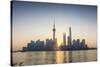 Pudong Skyline across the Huangpu River, the Bund, Shanghai, China-Jon Arnold-Stretched Canvas