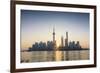 Pudong Skyline across the Huangpu River, the Bund, Shanghai, China-Jon Arnold-Framed Photographic Print