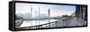 Pudong Skyline across the Suzhou Creek and Waibaidu Bridge, Shanghai, China-Jon Arnold-Framed Stretched Canvas