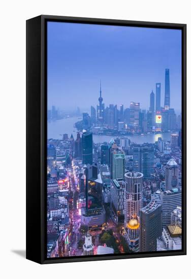 Pudong Skyline and East Nanjing Road, Shanghai, China-Jon Arnold-Framed Stretched Canvas