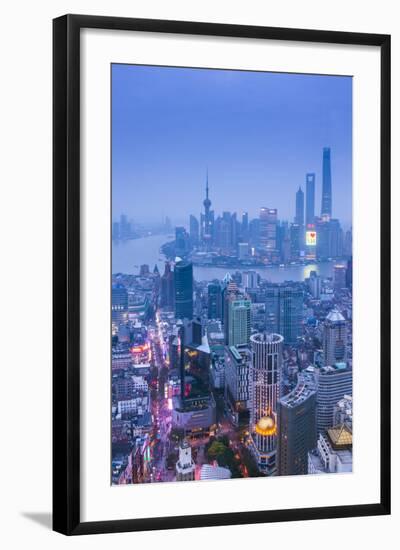 Pudong Skyline and East Nanjing Road, Shanghai, China-Jon Arnold-Framed Photographic Print