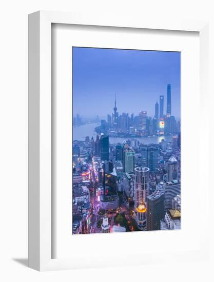 Pudong Skyline and East Nanjing Road, Shanghai, China-Jon Arnold-Framed Photographic Print