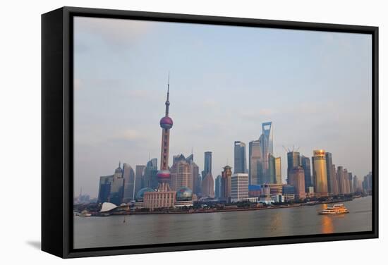 Pudong Skyline and Huangpu River, Shanghai, China-Peter Adams-Framed Stretched Canvas