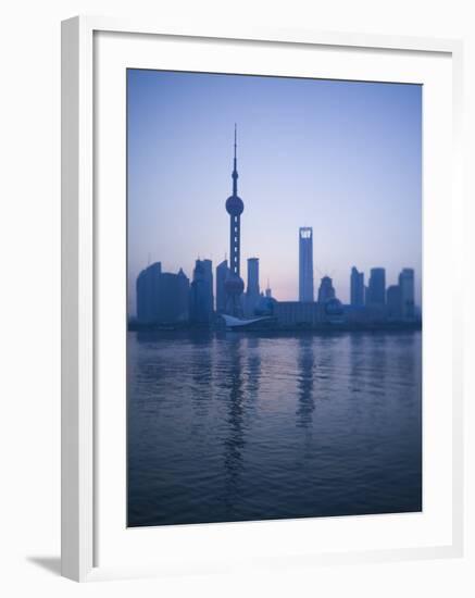Pudong Skyline and Oriental Pearl Tower, Pudong District, Shanghai, China-Walter Bibikow-Framed Photographic Print