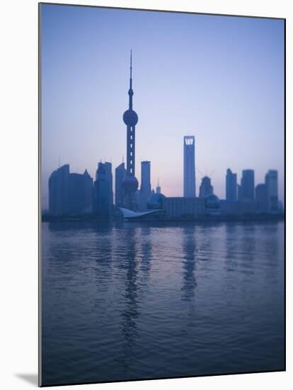 Pudong Skyline and Oriental Pearl Tower, Pudong District, Shanghai, China-Walter Bibikow-Mounted Photographic Print