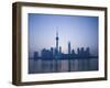 Pudong Skyline and Oriental Pearl Tower, Pudong District, Shanghai, China-Walter Bibikow-Framed Photographic Print