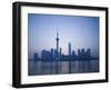 Pudong Skyline and Oriental Pearl Tower, Pudong District, Shanghai, China-Walter Bibikow-Framed Photographic Print