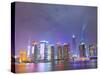 Pudong Skyline at Night across the Huangpu River, Shanghai, China, Asia-Amanda Hall-Stretched Canvas