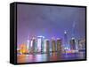 Pudong Skyline at Night across the Huangpu River, Shanghai, China, Asia-Amanda Hall-Framed Stretched Canvas