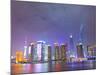 Pudong Skyline at Night across the Huangpu River, Shanghai, China, Asia-Amanda Hall-Mounted Photographic Print