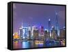 Pudong Skyline at Night across the Huangpu River, Shanghai, China, Asia-Amanda Hall-Framed Stretched Canvas