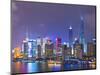 Pudong Skyline at Night across the Huangpu River, Shanghai, China, Asia-Amanda Hall-Mounted Photographic Print