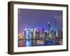 Pudong Skyline at Night across the Huangpu River, Shanghai, China, Asia-Amanda Hall-Framed Photographic Print