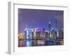 Pudong Skyline at Night across the Huangpu River, Shanghai, China, Asia-Amanda Hall-Framed Photographic Print