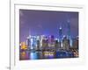 Pudong Skyline at Night across the Huangpu River, Shanghai, China, Asia-Amanda Hall-Framed Photographic Print