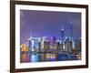 Pudong Skyline at Night across the Huangpu River, Shanghai, China, Asia-Amanda Hall-Framed Photographic Print