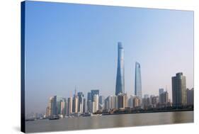 Pudong skyline dominated by Shanghai Tower by Huangpu River, Shanghai, China-Keren Su-Stretched Canvas