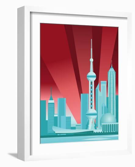 Pudong Skyline-null-Framed Giclee Print