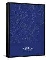 Puebla, Mexico Blue Map-null-Framed Stretched Canvas