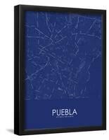 Puebla, Mexico Blue Map-null-Framed Poster