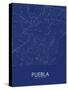 Puebla, Mexico Blue Map-null-Stretched Canvas