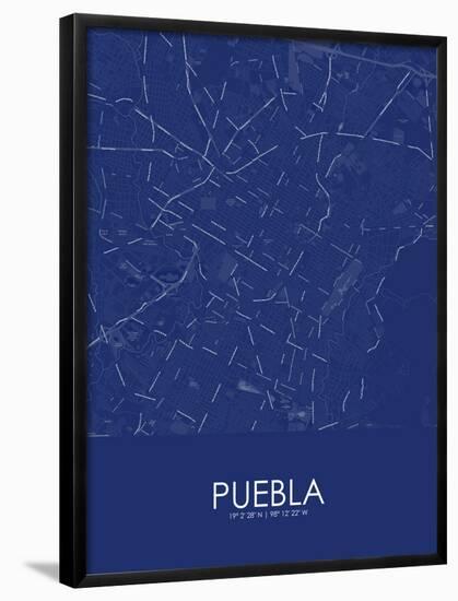 Puebla, Mexico Blue Map-null-Framed Poster