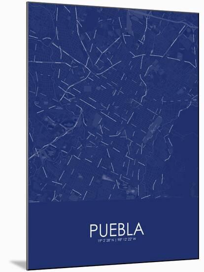 Puebla, Mexico Blue Map-null-Mounted Poster