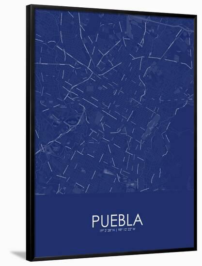 Puebla, Mexico Blue Map-null-Framed Poster