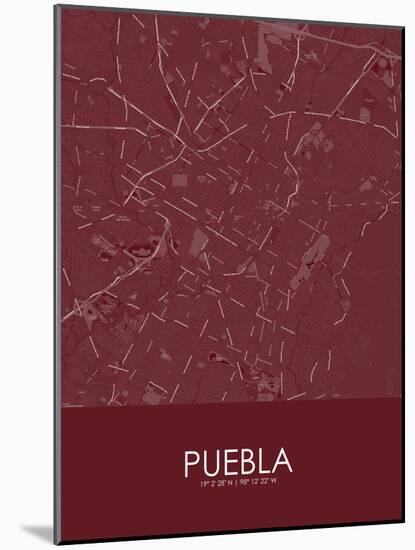 Puebla, Mexico Red Map-null-Mounted Poster