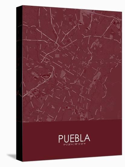 Puebla, Mexico Red Map-null-Stretched Canvas