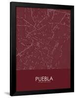 Puebla, Mexico Red Map-null-Framed Poster