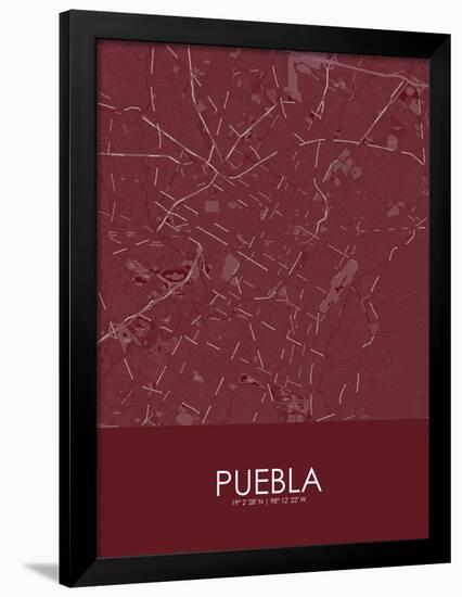 Puebla, Mexico Red Map-null-Framed Poster