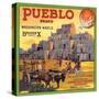 Pueblo Brand - Upland, California - Citrus Crate Label-Lantern Press-Stretched Canvas