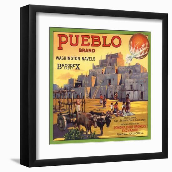 Pueblo Brand - Upland, California - Citrus Crate Label-Lantern Press-Framed Art Print