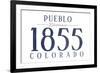 Pueblo, Colorado - Established Date (Blue)-Lantern Press-Framed Art Print