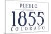 Pueblo, Colorado - Established Date (Blue)-Lantern Press-Mounted Art Print