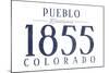 Pueblo, Colorado - Established Date (Blue)-Lantern Press-Mounted Art Print