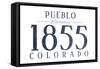 Pueblo, Colorado - Established Date (Blue)-Lantern Press-Framed Stretched Canvas