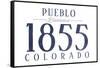 Pueblo, Colorado - Established Date (Blue)-Lantern Press-Framed Stretched Canvas