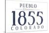 Pueblo, Colorado - Established Date (Blue)-Lantern Press-Stretched Canvas