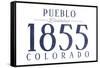 Pueblo, Colorado - Established Date (Blue)-Lantern Press-Framed Stretched Canvas