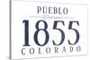 Pueblo, Colorado - Established Date (Blue)-Lantern Press-Stretched Canvas