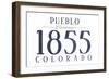 Pueblo, Colorado - Established Date (Blue)-Lantern Press-Framed Art Print