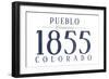 Pueblo, Colorado - Established Date (Blue)-Lantern Press-Framed Art Print