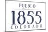 Pueblo, Colorado - Established Date (Blue)-Lantern Press-Mounted Art Print