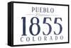 Pueblo, Colorado - Established Date (Blue)-Lantern Press-Framed Stretched Canvas