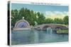 Pueblo, Colorado, Mineral Palace Park View of Lake Clara Bridge and Band Shell-Lantern Press-Stretched Canvas