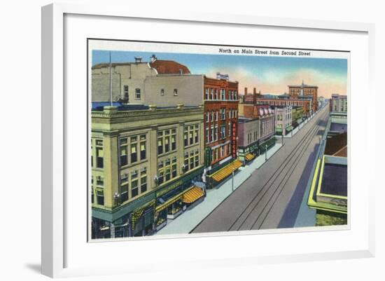 Pueblo, Colorado, Northern View down Main Street from Second Street-Lantern Press-Framed Art Print